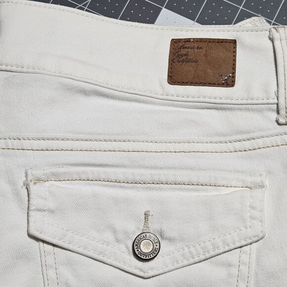 VTG American Eagle White Stretch Skinny Jeans Size 8 Button Fly Crop Ankle - Picture 13 of 16